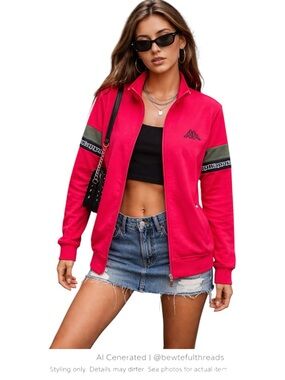 Indie Sleaze Model Off Duty Y2K Track Jacket Red Logo Tape L